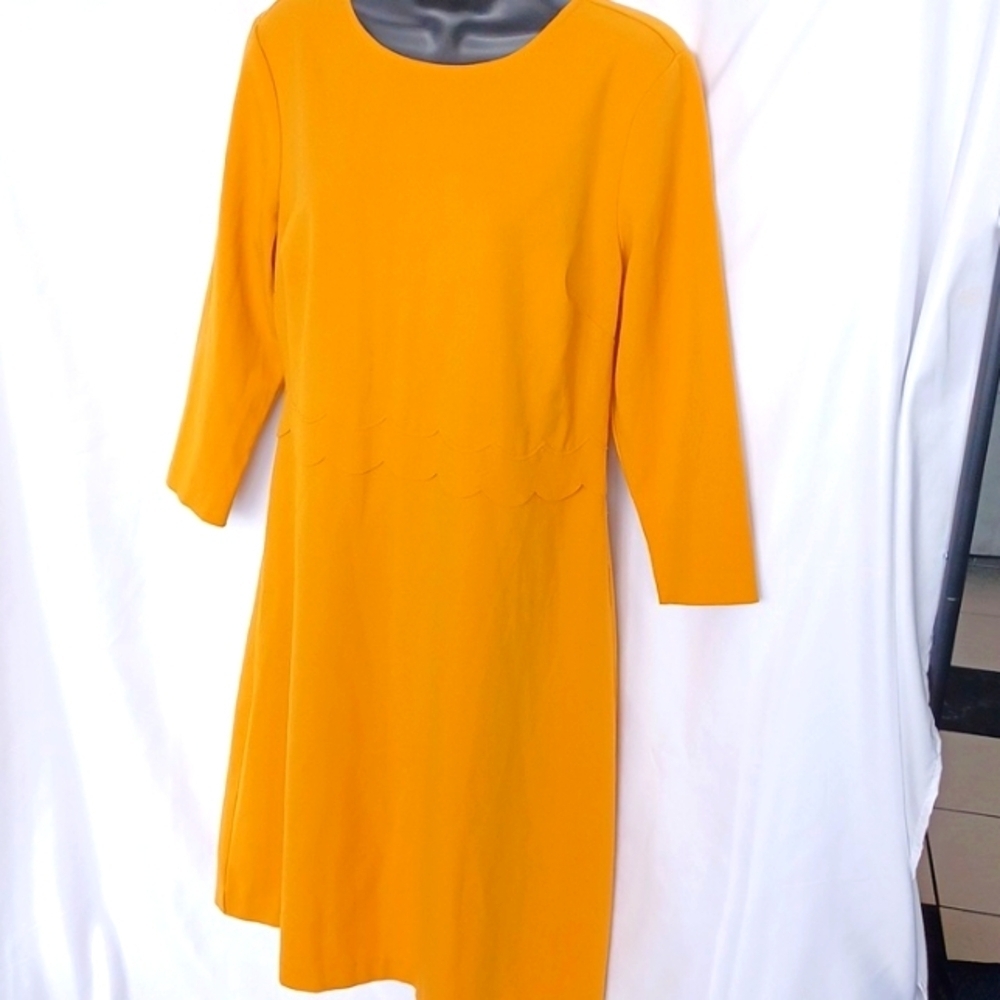 Banana Republic Mustard Yellow Solid Knee Length Dress Women's Size 10